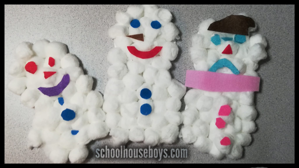 craft - cotton ball snowman